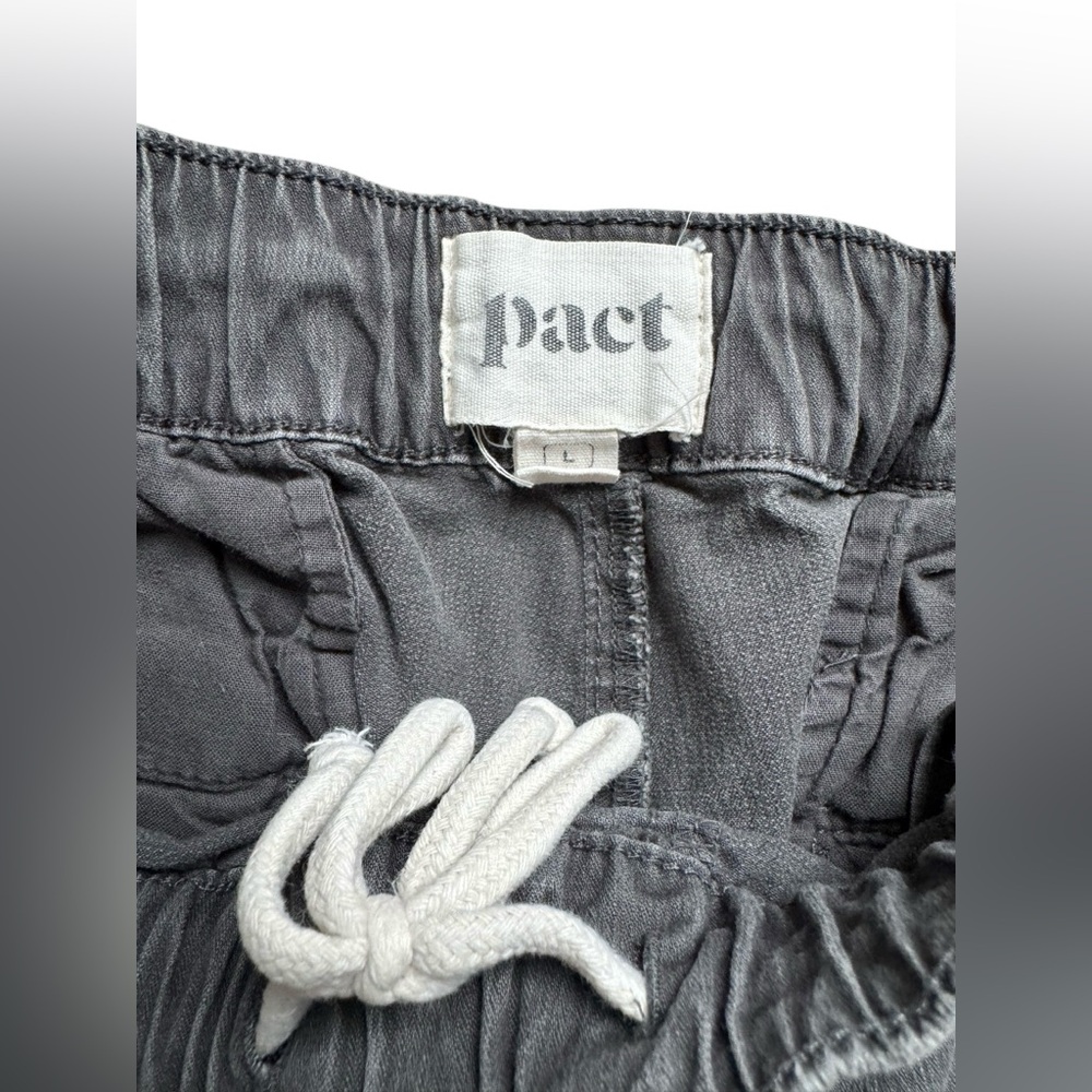 Pact Organic Cotton Canvas Slim Fit Pants Mens Large Storm Gray Elastic Waist - Picture 2 of 8